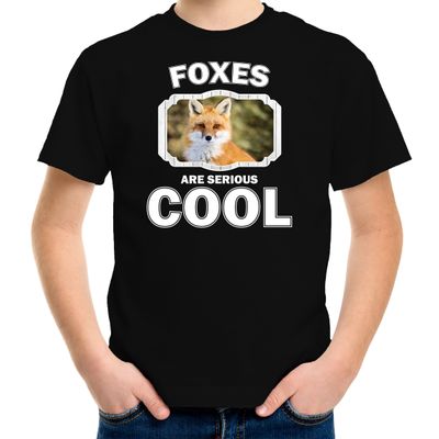 Dieren vos t-shirt zwart kinderen - foxes are cool shirt jongens en meisjes Dieren vos t-shirt zwart kinderen - foxes are cool shirt jongens en meisjes