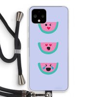 Smiley watermeloen: Pixel 4 Transparant Hoesje met koord
