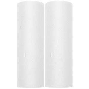 2x Hobby/decoratie witte tulestofjes op rol 15 cm x 9 meter