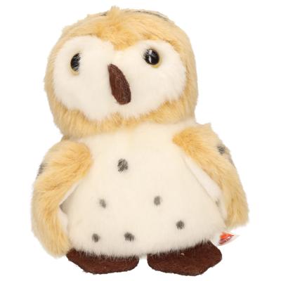 Pluche knuffel Uil - vogel - bruin/wit - 13 cm - bosdieren knuffels
