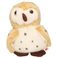 Pluche knuffel Uil - vogel - bruin/wit - 13 cm - bosdieren knuffels