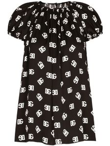 Dolce & Gabbana blouse en soie à logo imprimé - Noir