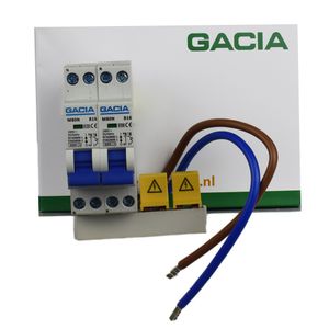 GACIA combiset 2 installatieautomaten 16A 1p+n B16 inclusief aansluitdraaden en kamrail