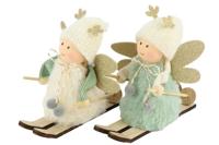 HBX Natural Living Engel op skies 12,5x6x11,5cm mint