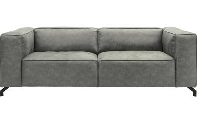 Goossens Bank Calvin grijs, micro leer, 3-zits, modern design