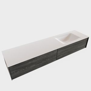 Badkamermeubel BWS Madrid Antraciet 180x45x30 cm Mat Witte Solid Surface Wastafel Rechts (0 kraangaten, 2 lades)