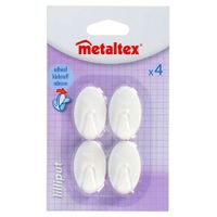 Metaltex Ovalen Plakhaken Klein 4 Stuks Wit - thumbnail