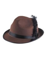 Bruine tiroler hoed met zwarte veer - thumbnail
