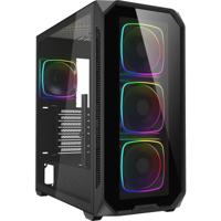 Sharkoon ak5g rgb midi tower behuizing (zwart | 2x usb-a | 1x usb-c | rgb | tempered glass)