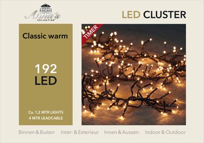 Led classic cluster lights 192l/1,2m - 4m aanloopsnoer zwart - bi-bui trafo Anna's collection - Annas collection