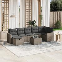 8-delige Loungeset met kussens poly rattan grijs 8-delige Loungeset met kussens poly rattan grijs
