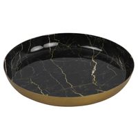 Dienblad/serveer tray Marble - Metaal - zwart/goud - Dia 20 cm - thumbnail