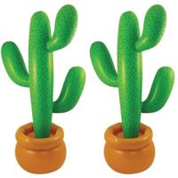Opblaasbare mega cactus - 2x - groen - 170 cm - Zomer/Mexicaans/Tropical thema feestartikelen