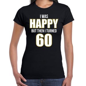 Verjaardag cadeau t-shirt 60 jaar - happy 60 zwart voor dames 2XL  -