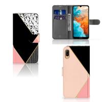 Huawei Y6 (2019) | Book Case | Zwart Roze Vormen