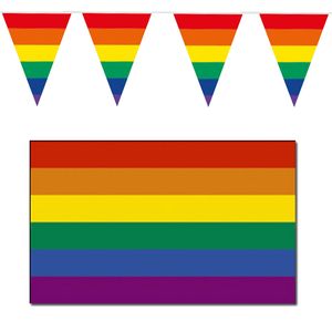 Regenboog pride vlaggen versiering set binnen/buiten 2-delig