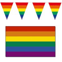 Regenboog pride vlaggen versiering set binnen/buiten 2-delig