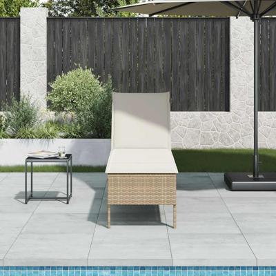 Ligstoel met kussen beige 55x200x44cm polyrotan