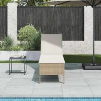 Ligstoel met kussen beige 55x200x44cm polyrotan