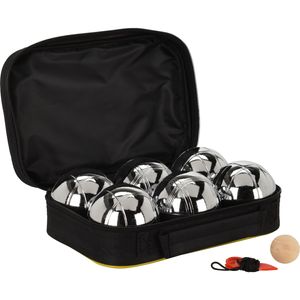 Set van 6x stuks jeu de boules ballen met 1x but/cochonnet in tas