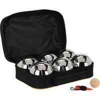 Set van 6x stuks jeu de boules ballen met 1x but/cochonnet in tas   -