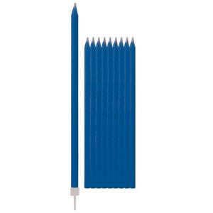 Givi Italia Taartkaarsjes - 10x - blauw - 15,5 cm - smalle kaarse
