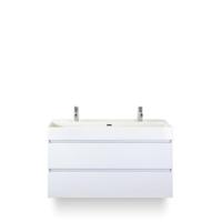 Maxx XL Badmeubelset 120 cm - Wit Hoogglans - Wastafel Kube Enkel 2 kraangaten