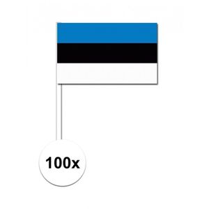 100x Estland decoratie papieren zwaaivlaggetjes   -