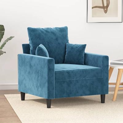 Fauteuil 60 cm fluweel blauw