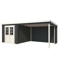 Blokhut met overkapping Sunniva 570x275 Carbon Grey-Wit - Outdoor life