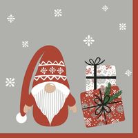 Duni kerst thema servetten - 60x st - 33 x 33 cm - gnoom/kerstman - Feestservetten - thumbnail