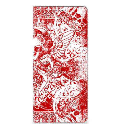 Mobiel BookCase Samsung Galaxy A22 5G Angel Skull Rood