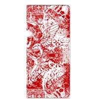 Mobiel BookCase Samsung Galaxy A22 5G Angel Skull Rood