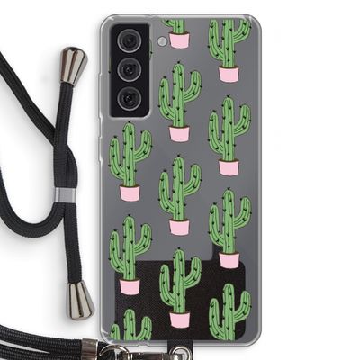 Cactus Lover: Samsung Galaxy S21 FE Transparant Hoesje met koord