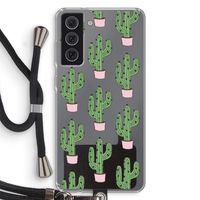 Cactus Lover: Samsung Galaxy S21 FE Transparant Hoesje met koord