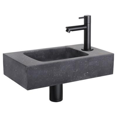 Differnz fonteinset bombai black - natuursteen - kraan recht - 40 x 22 x 9 cm - mat zwart
