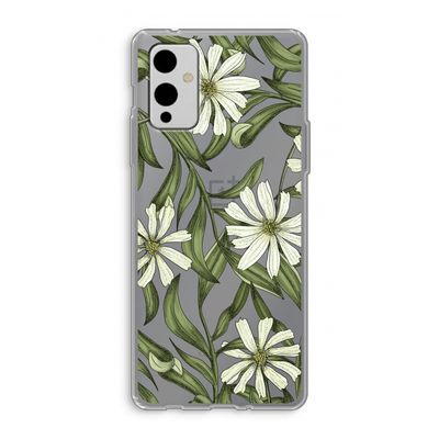 Wit bloemenpatroon: OnePlus 9 Transparant Hoesje