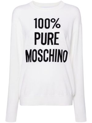 Moschino pull en maille à slogan intarsia - Tons neutres
