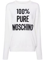 Moschino pull en maille à slogan intarsia - Tons neutres