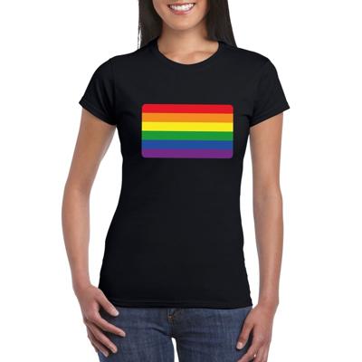 T-shirt met Regenboog vlag - Pride - zwart - voor dames