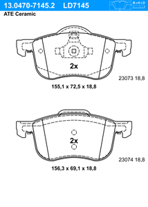 Remblokkenset, schijfrem ATE Ceramic ATE, u.a. für Volvo