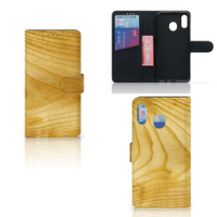 Samsung Galaxy M20 Book Style Case Licht Hout - thumbnail