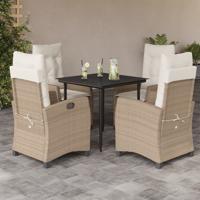 5-delige Tuinset met kussens poly rattan beige
