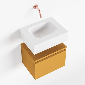 MONDIAZ ANDOR 40cm toiletmeubel ocher. LEX 40cm wastafel talc midden geen kraangat