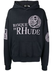 RHUDE hoodie en coton à logo imprimé - Bleu