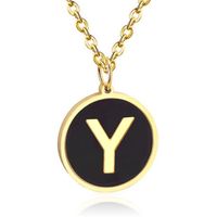 Goudkleurige Dames Schakelketting met Zwarte Kettinghanger Letter Y