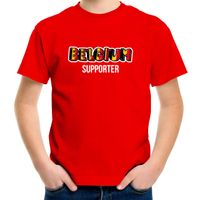 Rood t-shirt Belgium / Belgie supporter EK/ WK voor kinderen - thumbnail