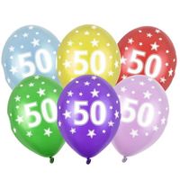 6x stuks Ballonnen 50 jaar thema print met sterretjes - thumbnail