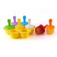 Siliconen mini Ice Pops schimmel Ice Cream Ball lolly Maker popsicle mallen Baby DIY voedings supplement tool (geel)