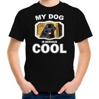 Newfoundlander honden t-shirt my dog is serious cool zwart voor kinderen